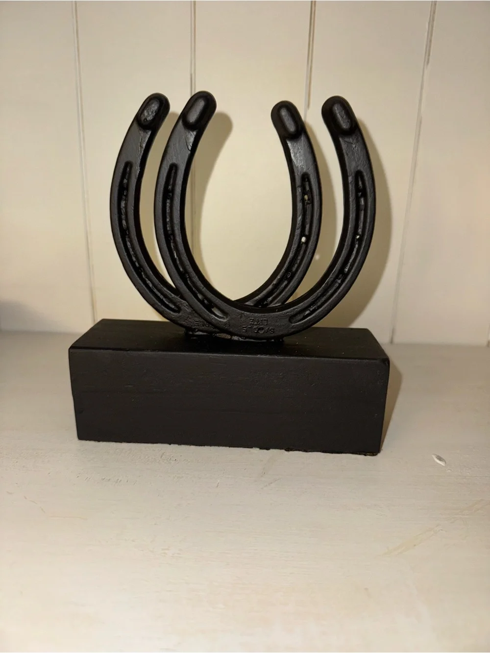 Vintage Black Horseshoe Table Accent Sculpture - Rustic Home Accents